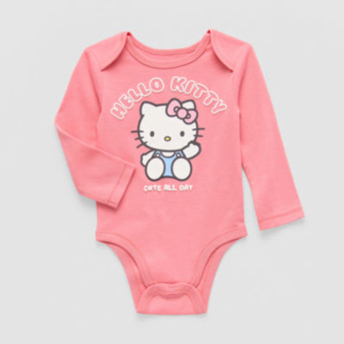 Baby Girls Hello Kitty Crew Neck Long Sleeve Bodysuit