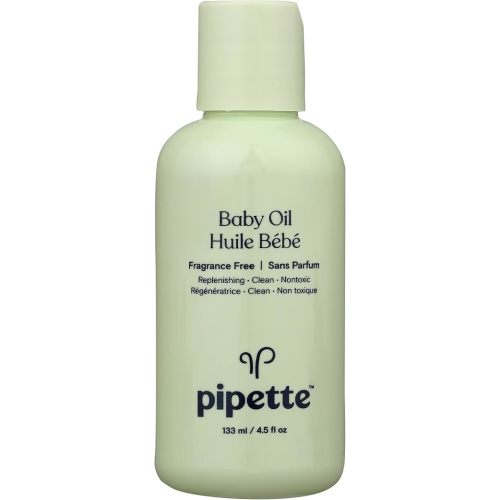 Pipette Baby Oil, Moisturize Baby Skin with Vitamin E and Fragrance Free with Renewable Plant-Derived Squalane, 4.5 Fl Oz