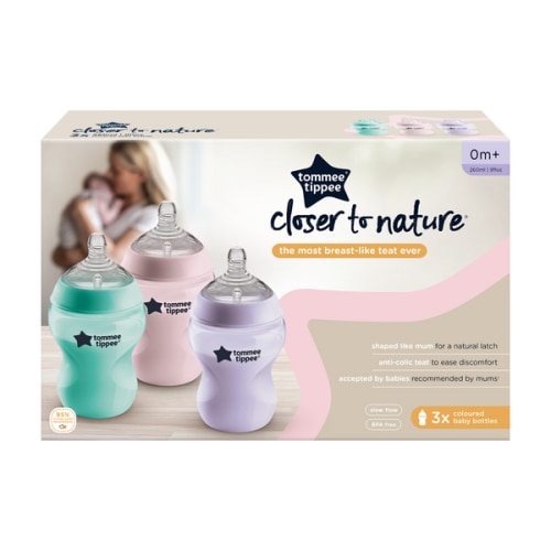 Tommee Tippee Closer to Nature Colour My World Baby Bottle 260ml - 3 pack