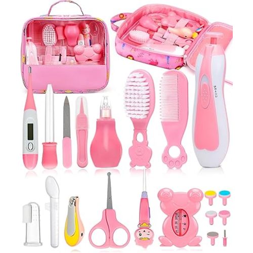 Baby Healthcare and Grooming Kit, Electric Safety Nail Trimmer Baby Nursery Kit, Newborn Care Kits with Hair Brush Comb for Newborn Infant Toddlers Baby Boys Girls Kids, Baby Shower Gifts