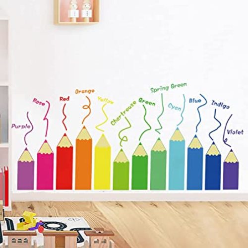 Color Educational Wall Decals Kids Large,Nursery Daycare Playroom Wall Stickers Peel and Stick Removable,Wall Corner Decor for Kidsroom,Preschool,Door,Window,Bedroom,Classroom,Living Room.