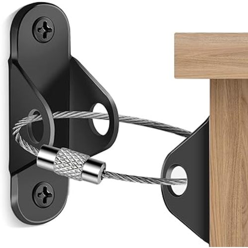 Furniture Anchors (10 Packs) Anti Tip Furniture Anchors for Baby Proofing, Furniture Wall Anchor Earthquake Straps for Furniture Dresser Wall Safety Anchor Furniture Fasteners to Wall, Black