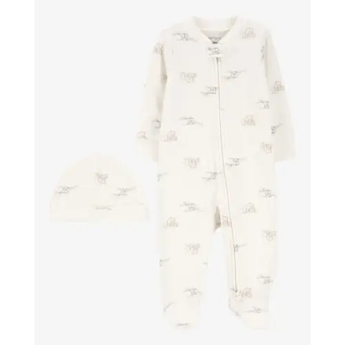 Baby 2-Piece 2-Way Zip Elephant Cotton Sleep & Play Pajamas & Cap Set - Carter's | Carter's