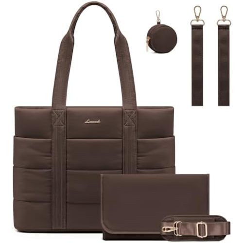 LOVEVOOK Diaper Bag Tote, 15.6inch Puffer Baby Diaper Bag Waterproof Travel Diaper Tote with Changing Pad Pacifier Case
