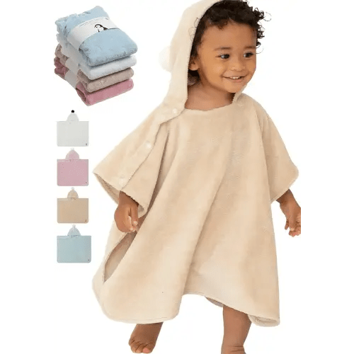 Konny Baby Hooded Towel: Rayon from Bamboo Cotton Baby Towel Hooded Poncho, Oeko-TEX, Ultra Soft & Quick-Dry, Girls, Babies, Newborn Boys, Toddler (Beige, Small)