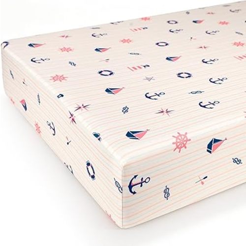 DILIMI Fitted Crib Sheets for Baby Boys and Girls, Ultra-Soft Breathable Baby Crib Sheet Fits Standard Crib and Toddler Mattress, Navigation Anchor