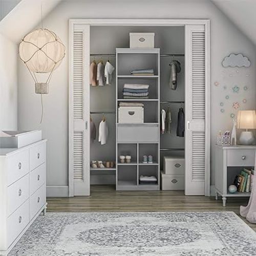 Max & Finn Little Seeds Grow with Me Grey Adjustable Kids' Closet Organizer System