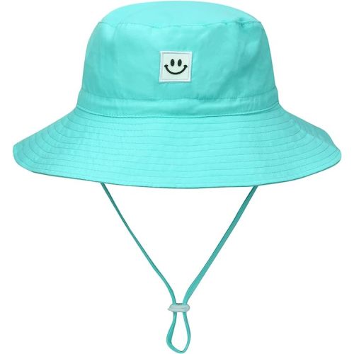 MaxNova Baby Sun Hat Smile Face UPF 50+ Toddler Bucket Hat for boys girls 0-7 Years - 6-24 Months - Sky Blue