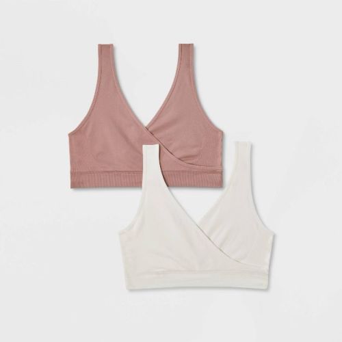Women's Nursing 2pk Pullover Seamless Sleep Bra - Auden™ White/mauve M