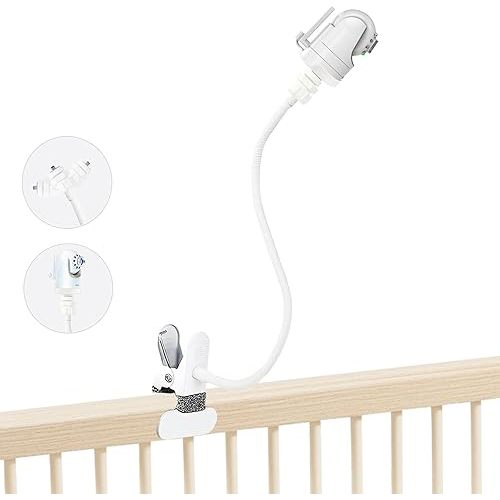 JAMYOK Baby Monitor Mount Holder Compatible with Infant Optics DXR-8/DXR-8 Pro, Momcozy BM01/BM03/BM04 and Other Cameras with 1/4" Threaded Hole, 16 inches Flexible Clip Clamp Mount Without Tools
