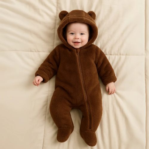 Warm Bear Hood Baby Overall Snowsuit