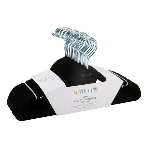 Simplify 25pk Velvet Hangers Black: Kids' & Baby Clothes Hangers for Pants, Shirts, Skirts, Dresses