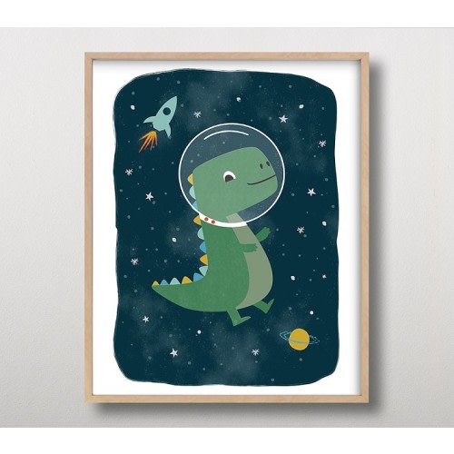 Minted® Dinos in Space Framed Art by Annie Holmquist | Pottery Barn Kids