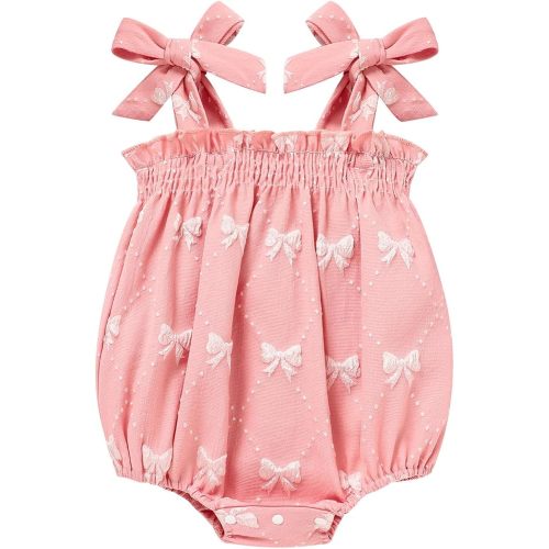Amazon.com: ZOELNIC Baby Girl Summer Clothes Newborn Girl Outfits Cute Strap Baby Girl Romper Jumpsuit Baby Pink Bodysuit Bow 3-6 Months: Clothing, Shoes & Jewelry