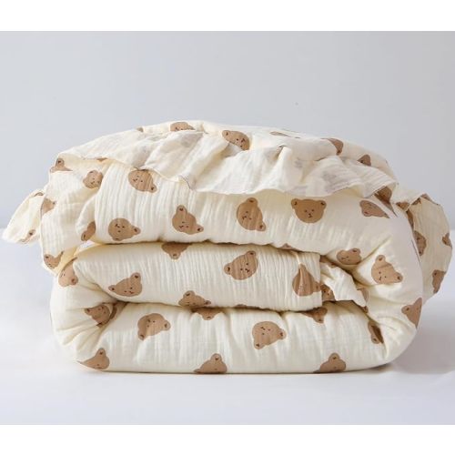 100% Cotton Muslin Crib Comforter/Quilt,Ultra Soft Cozy Reversible Baby Blanket,All Season Toddler Blankets for Boys and Girls, Machine Washable,41"x48"