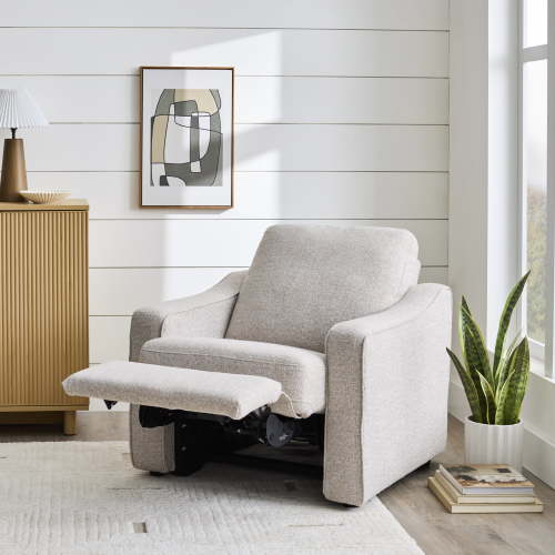 Better Homes & Gardens Allen Push-Button Power Recliner Chair, Wheat Linen