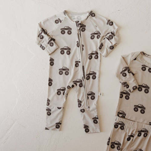 Monster Truck Bamboo Zip Pajamas