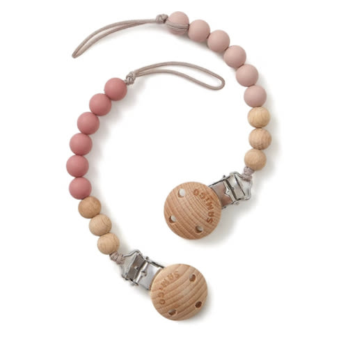 SAMiGO Pacifier Clips for Baby Girls Pacifier Holders Silicone Paci Binky Clips - 2 Pack