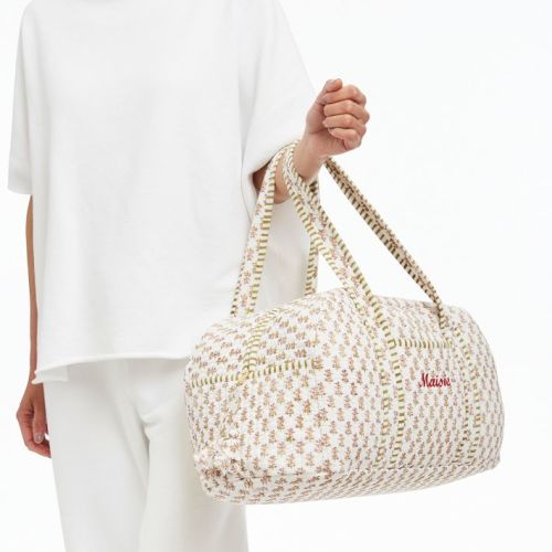 Pink Elephant- Block Print Duffle Bag