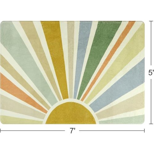 STARUIA Kids Rugs for Playroom & Nursery - 5'x7' Boho Washable Rainbow Area Rug, Non-Slip Soft Carpet for Classroom, Office & Dining Room