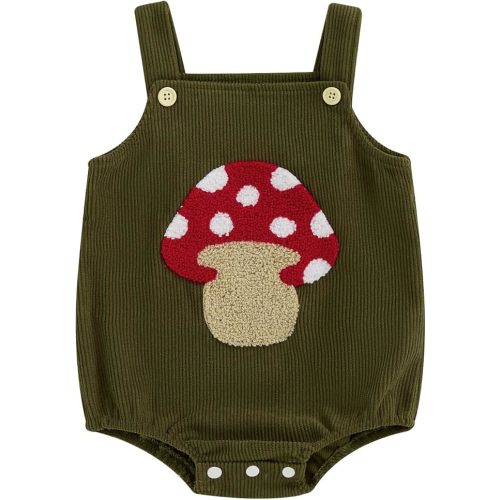 Lesimsam Newborn Baby Boy Girl Clothes Embroidered Corduroy Overall Bubble Romper Sleeveless One-Piece Suspender Jumpsuit