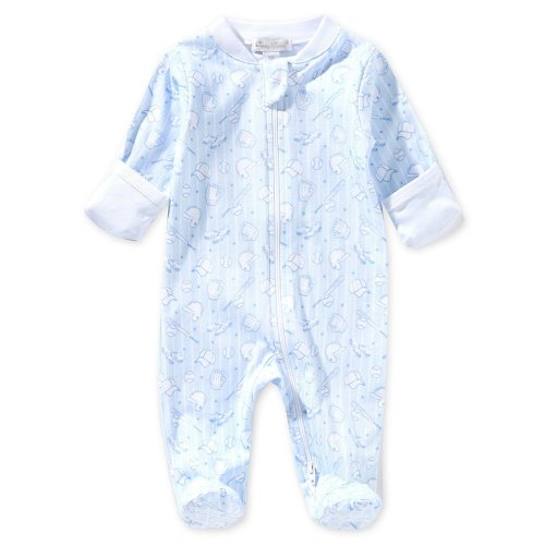 Kissy Kissy Baby Boys Newborn-9 Months Long Sleeve Baseball-Theme-Printed Footed Coverall