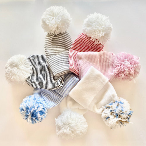 Newborn Hospital Beanie, Baby Hat, Gender Neutral Hat, Hospital Hat, Baby Pom-Pom Beanie