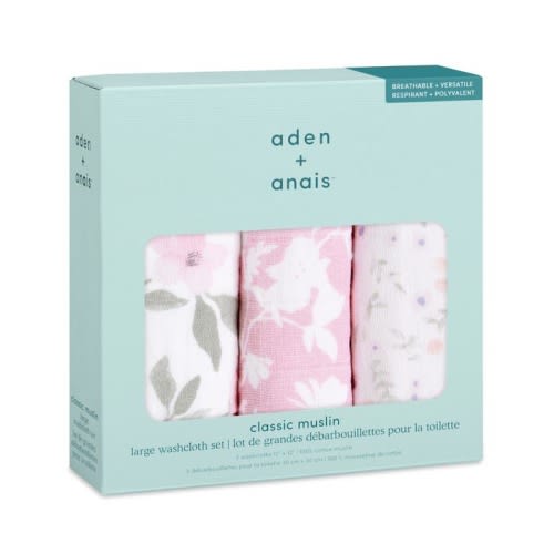 Ma Fleur Cotton Muslin Washcloths 3pk | aden + anais