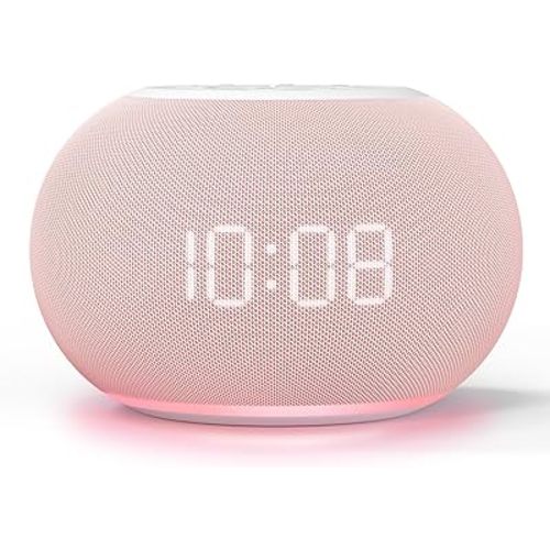 Reacher Auto Dimmable Sound Machine Alarm Clock with Night Lights, 20 Soothing Sounds, Sleep Timer, Precise Volume Control, Cute White Noise Soother for Girls, Kids, Bedrooms, Office