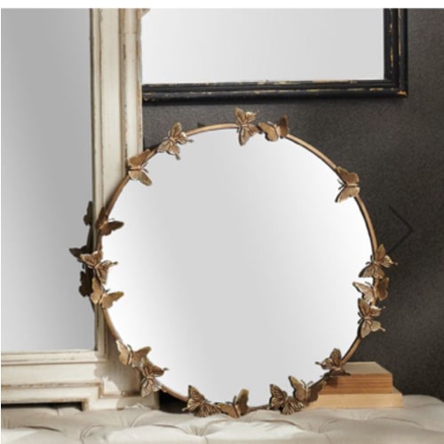 Beautiful Butterfly Round Accent Mirror | Antique Farmhouse