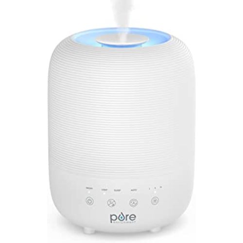 Pure Enrichment® HUME™ Sense Top Fill Humidifier -Auto Mode Humidity Sensor, 3 Mist Settings, Patented Magnetic Suspension, Optional Night Light, Optional Aromatherapy, Sleep Mode & Auto Shut-Off