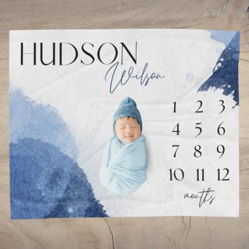 Personalized Baby Boy Milestone Blanket: Boho Month Tracker - Etsy