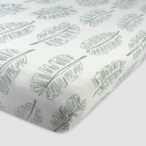 Honest Baby Organic Cotton Fitted Crib Sheet - Jumbo Leaf Sage