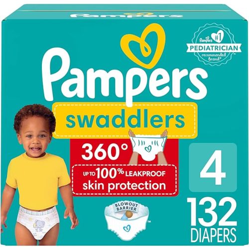 Pampers Diapers - Swaddlers 360 - Size 4, 132 Count, for up to 100% Leakproof Premium Skin Protection