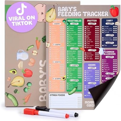 Baby First Foods Tracker - 101 Foods Before 1 Fridge Magnet with 2 Markers