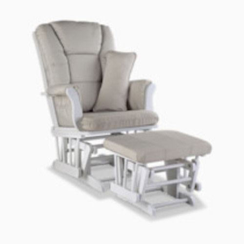 Storkcraft Tuscany Glider and Ottoman - White/Taupe Swirl