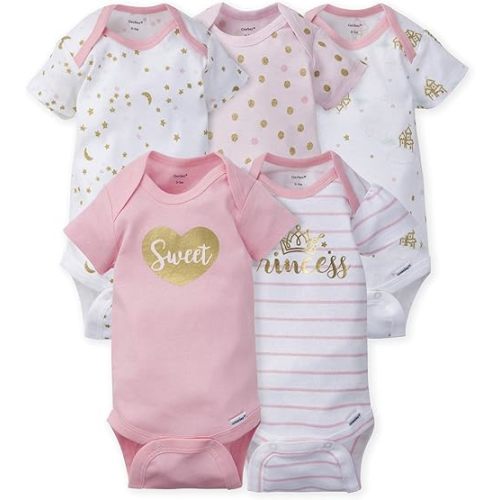 Gerber Baby-Girls 5-Pack Short Sleeve Variety Onesies Bodysuits