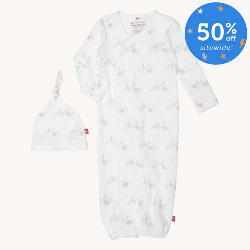 babe in the woods organic cotton magnetic cozy sleeper gown + hat set – Magnetic Me