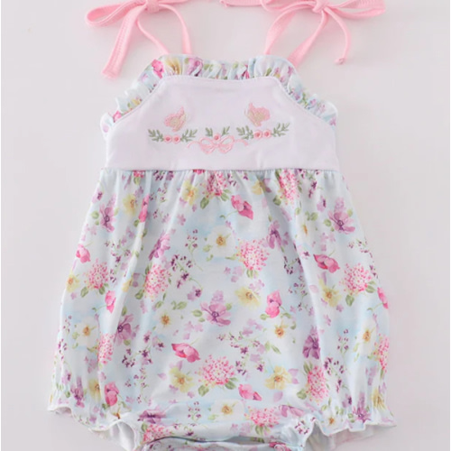 Butterfly floral embroidery girl bubble – HoneyBean