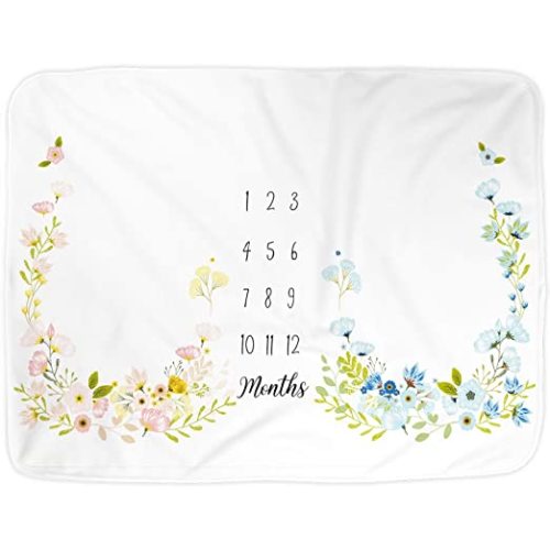 Kute 'n' Koo Premium Fleece Boy and Gril Twins Baby Monthly Milestone Baby Blanket for Girl Boy, Large Personalized Photography Background Blankets, Thick Fleece for Mom Newborn