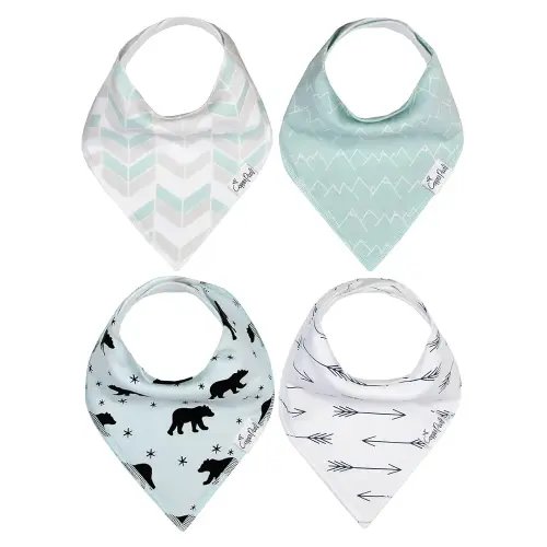 Copper Pearl 4 Pack Soft Cotton Baby Bibs for Drooling and Teething, Absorbent Drool Bibs for Baby Girl and Boy, Adjustable to Fit Newborns to Toddlers, Tons of Styles (Archer Set)