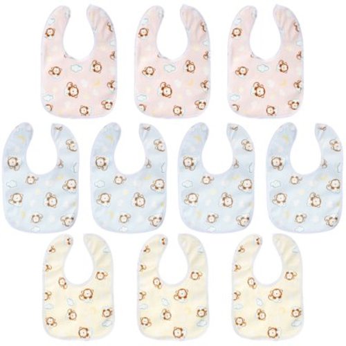10pcs Baby Bib Set Breathable Baby Feeding Bibs Skin-friendly Drool Bib Set with Good Absorbent Baby Bandana Bib Set Waterproof Neckerchiefs for Baby Toddlers