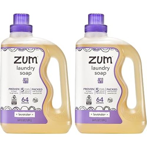 Indigo Wild Zum Clean Laundry Soap - Plant-Based Liquid Laundry Soap - Contains Baking Soda, Essential Oils & Saponified Coconut Oil - Lavender Scent - 64 fl oz (2 Pack)
