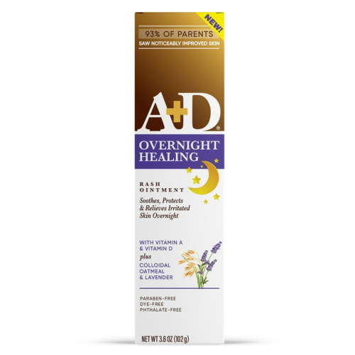 A+D Overnight Healing Diaper Rash Ointment for Baby, Soothes, Protects & Relieves Overnight, 3.6oz