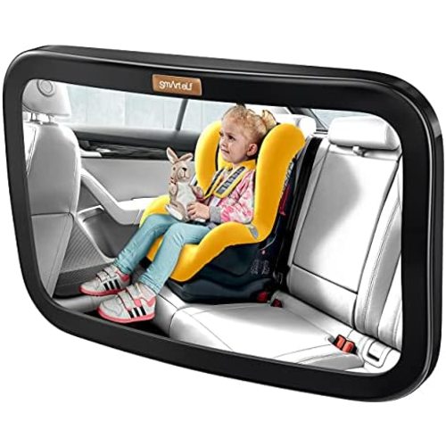 Smart eLf Baby Car Mirror, Large Safety Car Seat Mirror for Rear Facing Infant Child with Wide Crystal Clear View, Shatterproof & Secure, Crash Tested and Certified for Safety - Essential Accessories