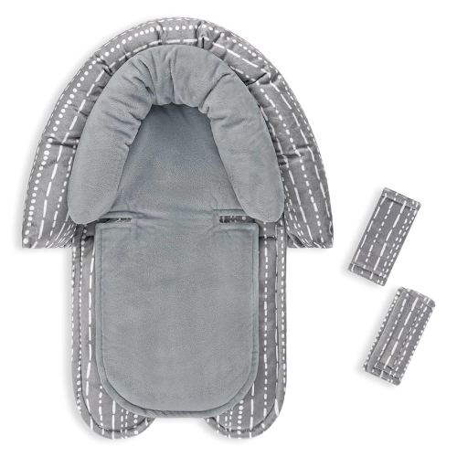 Infant Car Seat Insert, HNHUAMING Baby Car Seat Head & Body Support with 2 Strap Pads, Ultra Soft Newborn Preemie Carseat Insert Cushion for Girls Boys, Fits Car Seat, Stroller, Swing, Bouncer, Grey