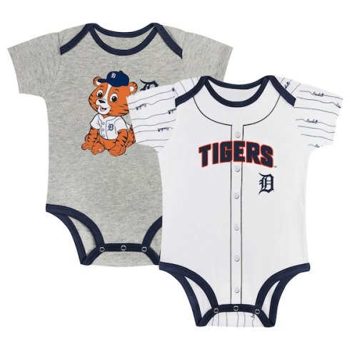Detroit Tigers Newborn & Infant Two-Pack Play Ball Bodysuit Set - Gray/White