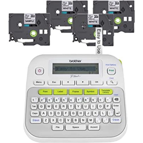 Brother P-touch PT-D210 Label Maker Value Bundle includes 4 Label Tapes, Easy-to-Use, Home and Office Organization, White