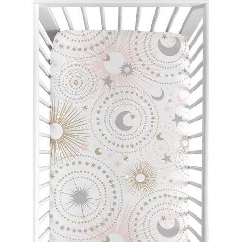 Sweet Jojo Designs Girl Baby Fitted Crib Sheet Celestial Pink and Gold