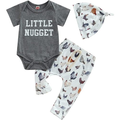 Kayotuas Newborn Baby Boy Girl Clothes Cute Romper Bodysuit and Pants with Hat Western/Ocean 3 Piece Coming Home Outfits